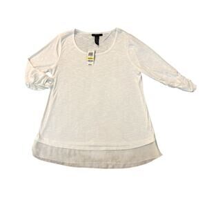 Style & Co. White Scoop Neck Blouse Womens Size M NWT